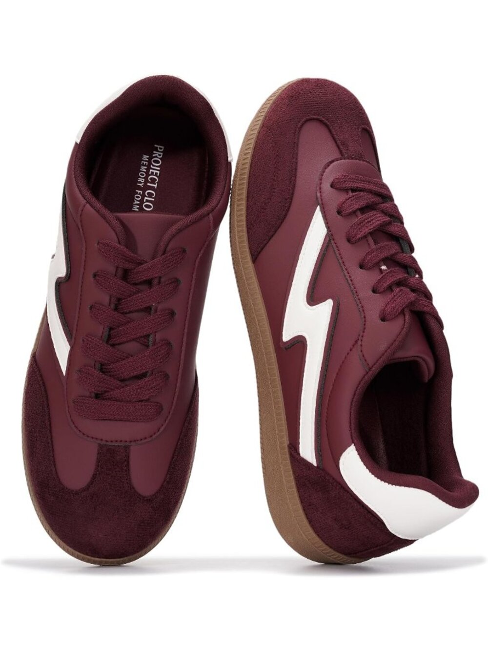 🆕Women's Burgundy Sneakers Comfortable Fashion Lace Up Sneakers Casual